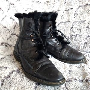 Vintage Italian Leather Fur Lined Boots 9.5